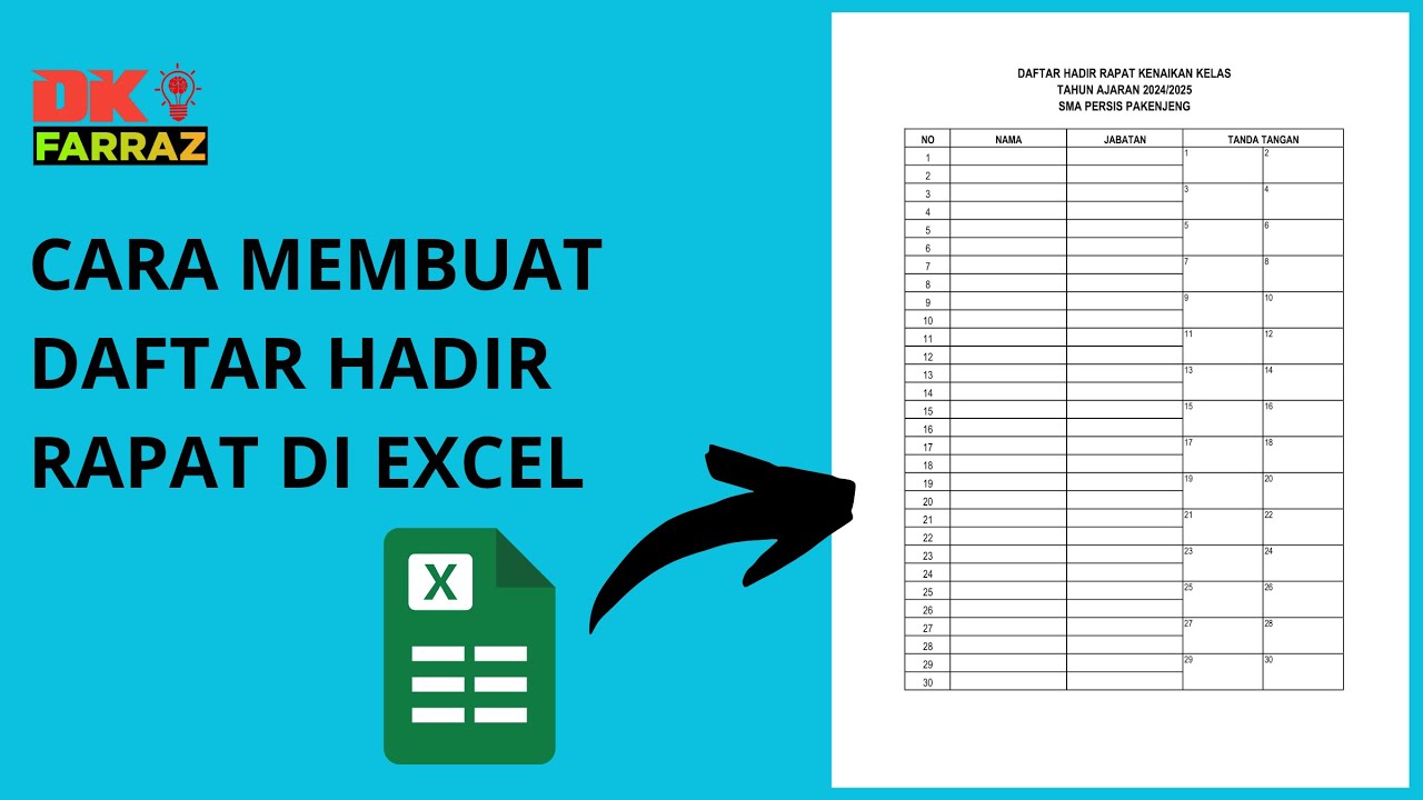 CARA MEMBUAT DAFTAR HADIR RAPAT DI EXCEL