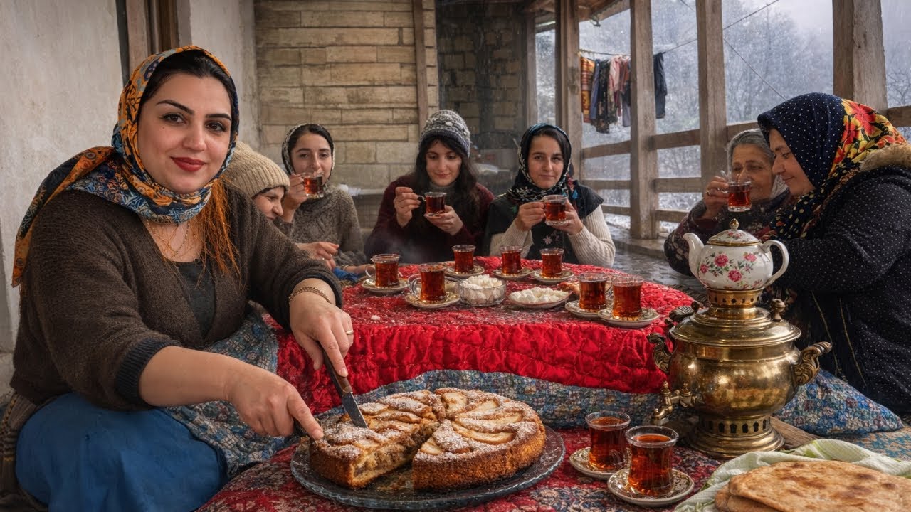 Authentic Village Day in Northern Iran | Making Torshi, Baking Cakes 🌿🍰☕