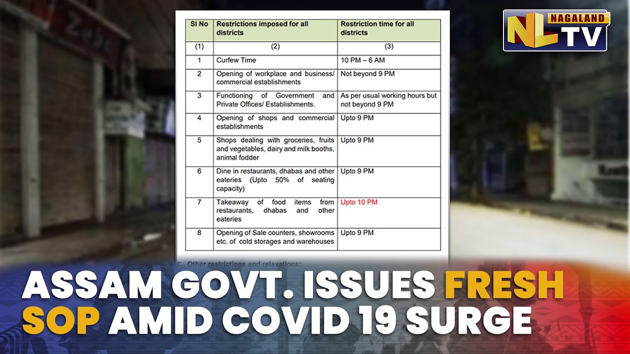 ASSAM GOVT. ISSUES FRESH REVISED SOP AMID COVID 19 SURGE