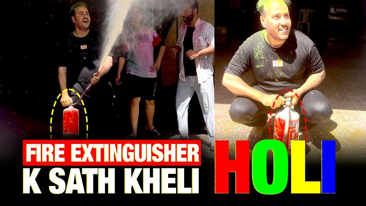 Asli Fire Extinguisher se kheli Holi I Holi vlog - 125