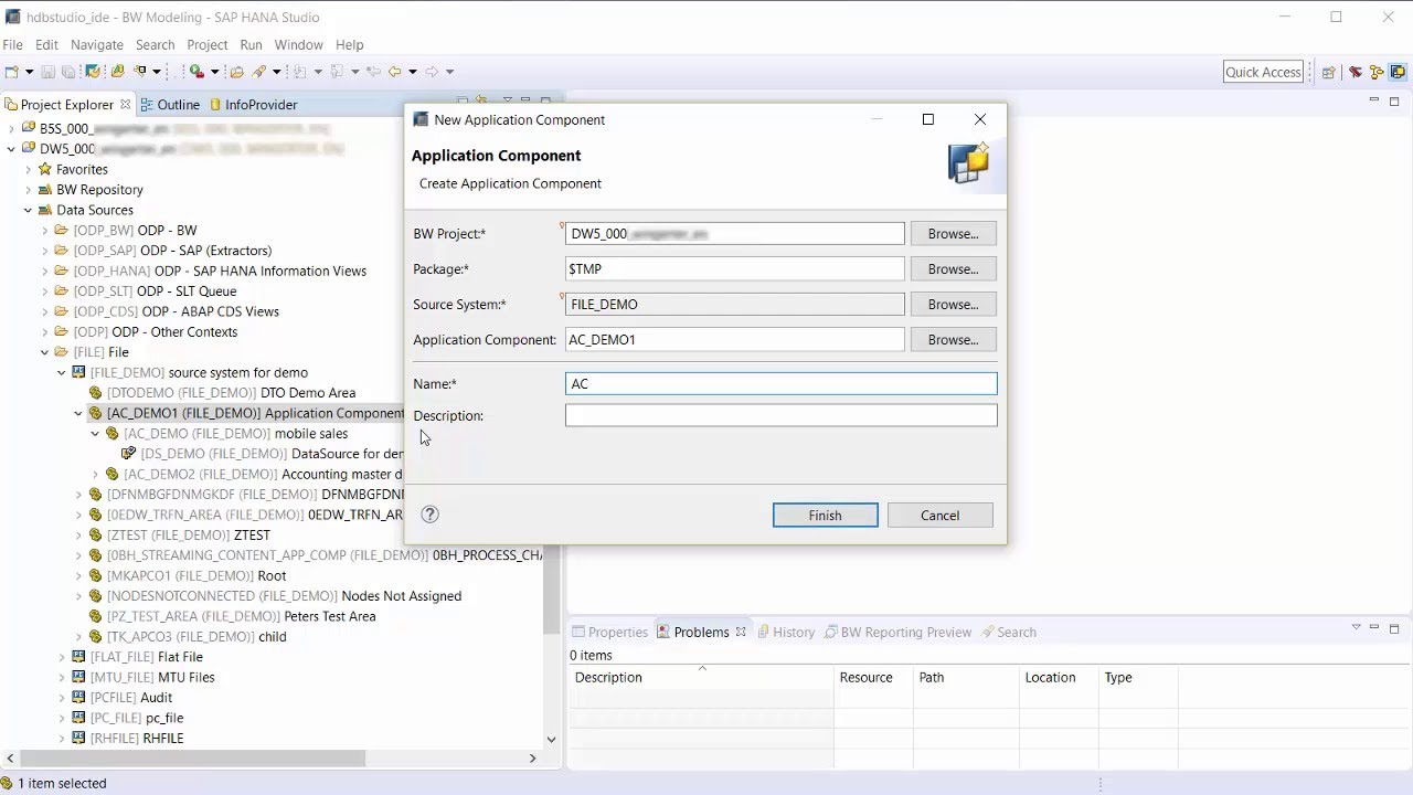 [SAP BW/4HANA 1.0]: Modelling - How to work with application components - 1