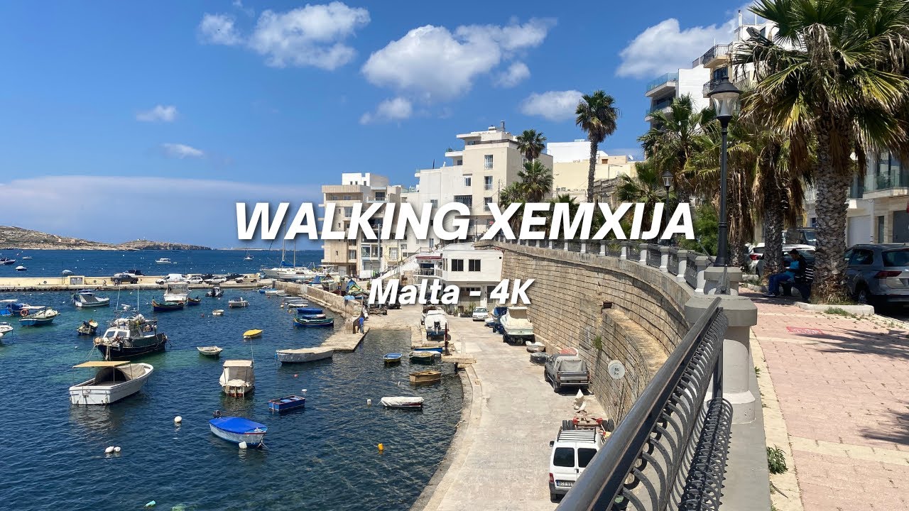 (ASMR) Walking through Xemxija, St. Paul's Bay, Malta 🇲🇹 - 4K / Caminando por Xemxija, Malta.