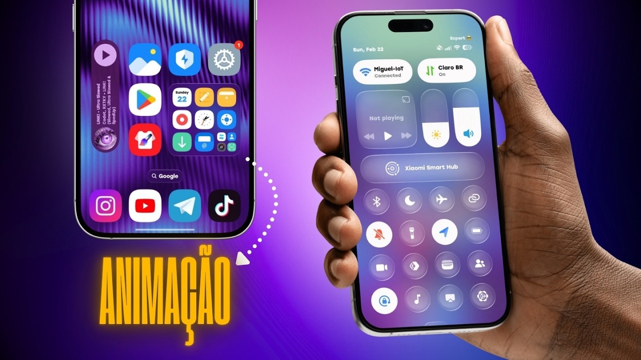 Adeus HyperOS Padrão! Conheça o Tema com Centro de Controle iOS e Ícones Animados