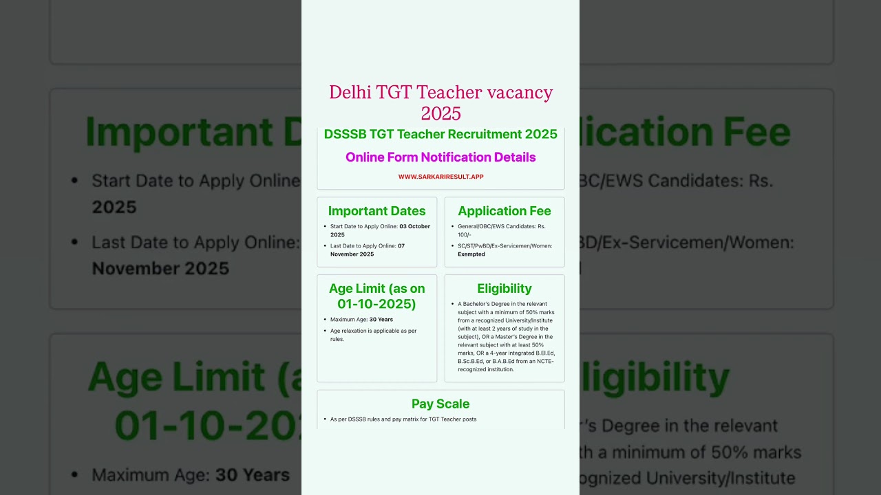 Dsssb tgt vacancy 2025/dsssb teacher new vacancy 2025/dsssb tgt vacancy/dsssb tgt new vacancy 2025