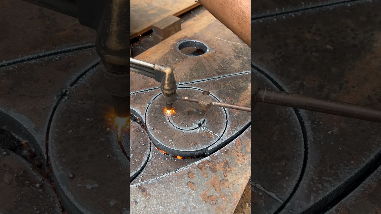 Metal gas cutting machine with hand of easily method #shorts #gascutting