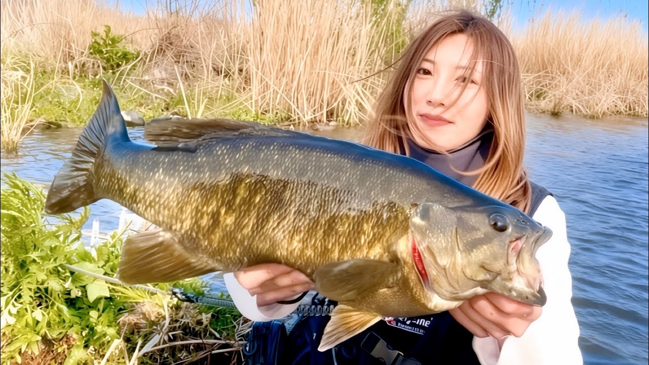 春のデカバスを釣って、川スモール定食を食べる。