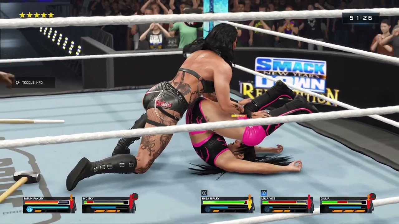 WWE 2K25_5 women elimination match, pin or submission.
