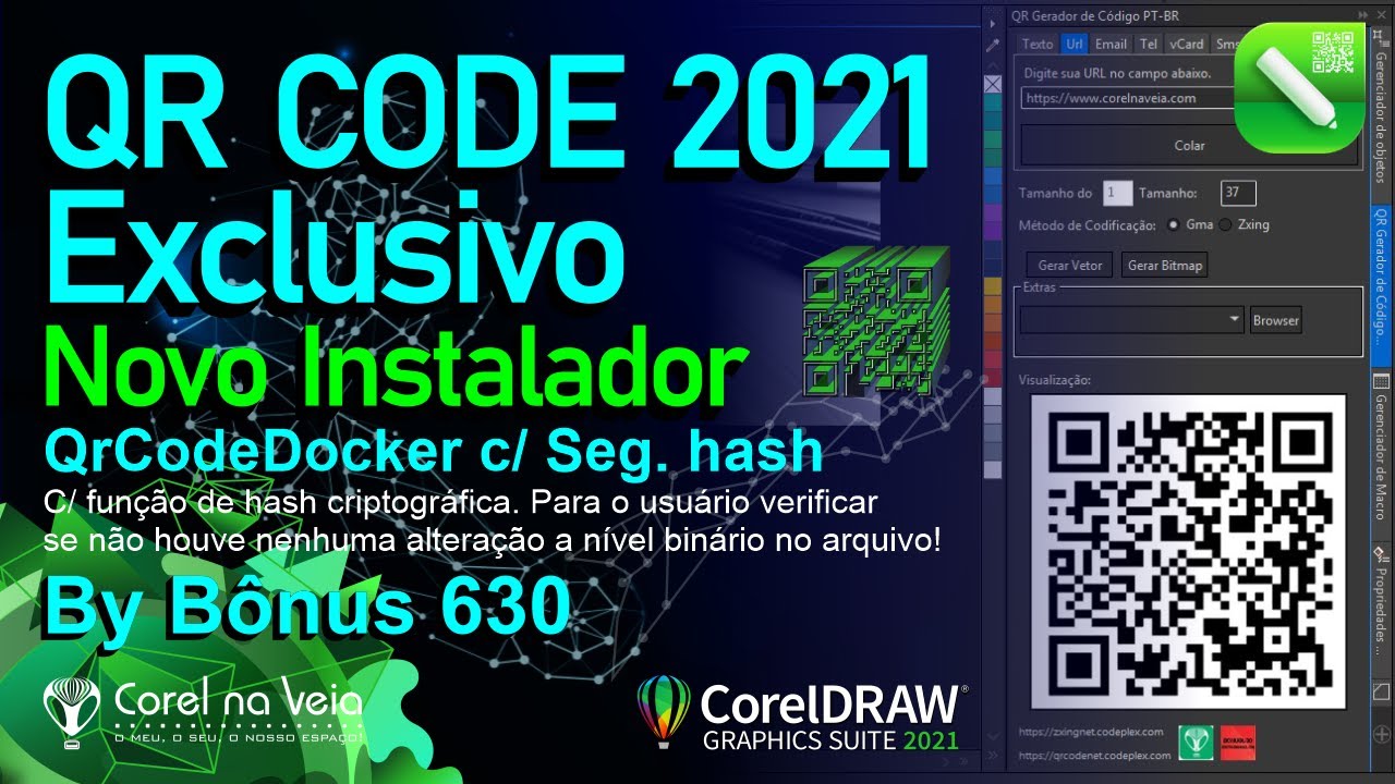 QR CODE Docker Novo Instalador Para CorelDRAW 2021