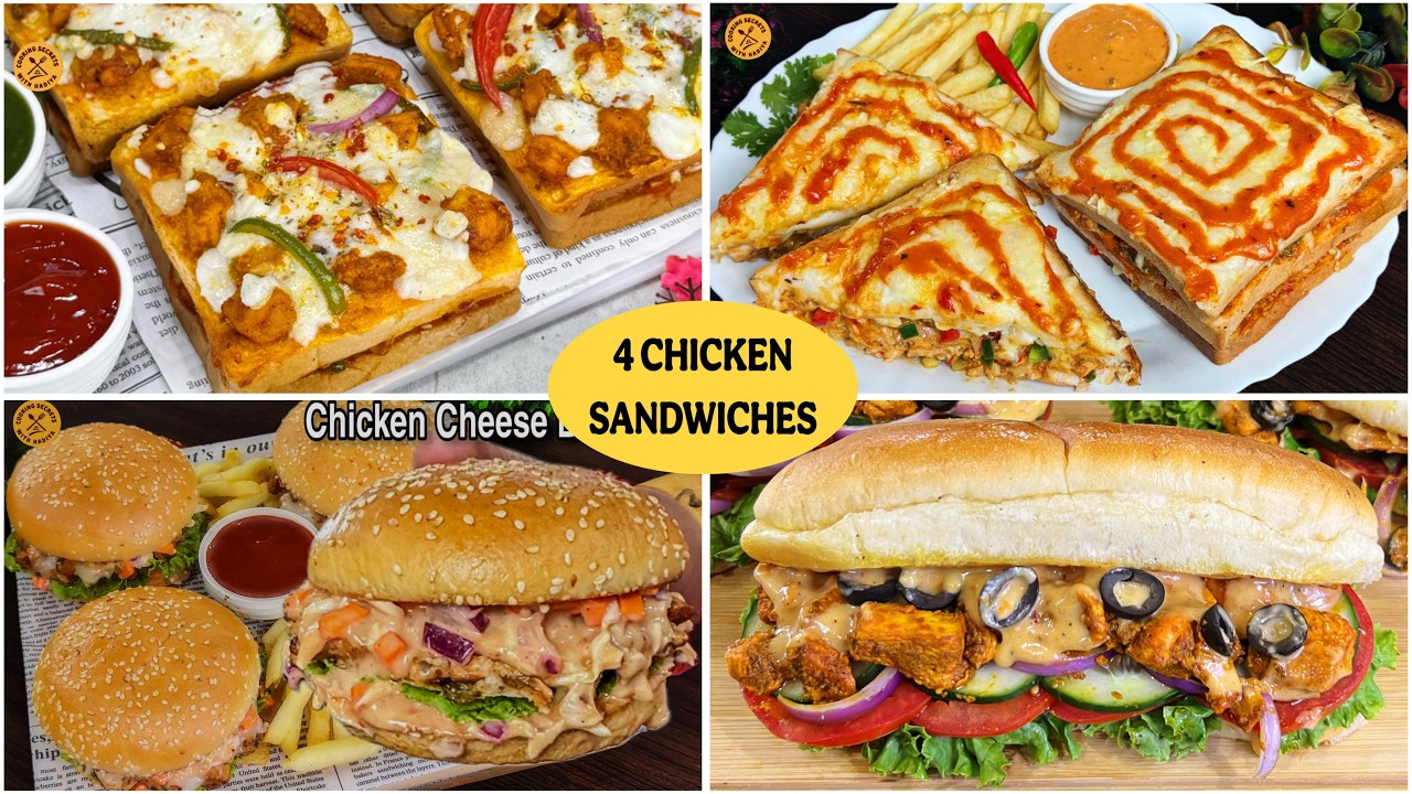 4 Easy Chicken Sandwich Recipes | Crispy, Cheesy & Street Style Chicken Sandwiches
