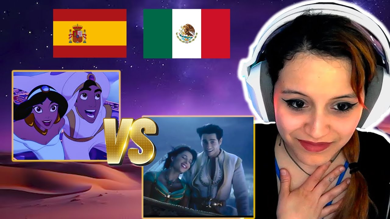 ESPAÑOLA reacciona al DOBLAJE LATINO ALADDIN | Live action VS Versión animada | Castellano | Latino