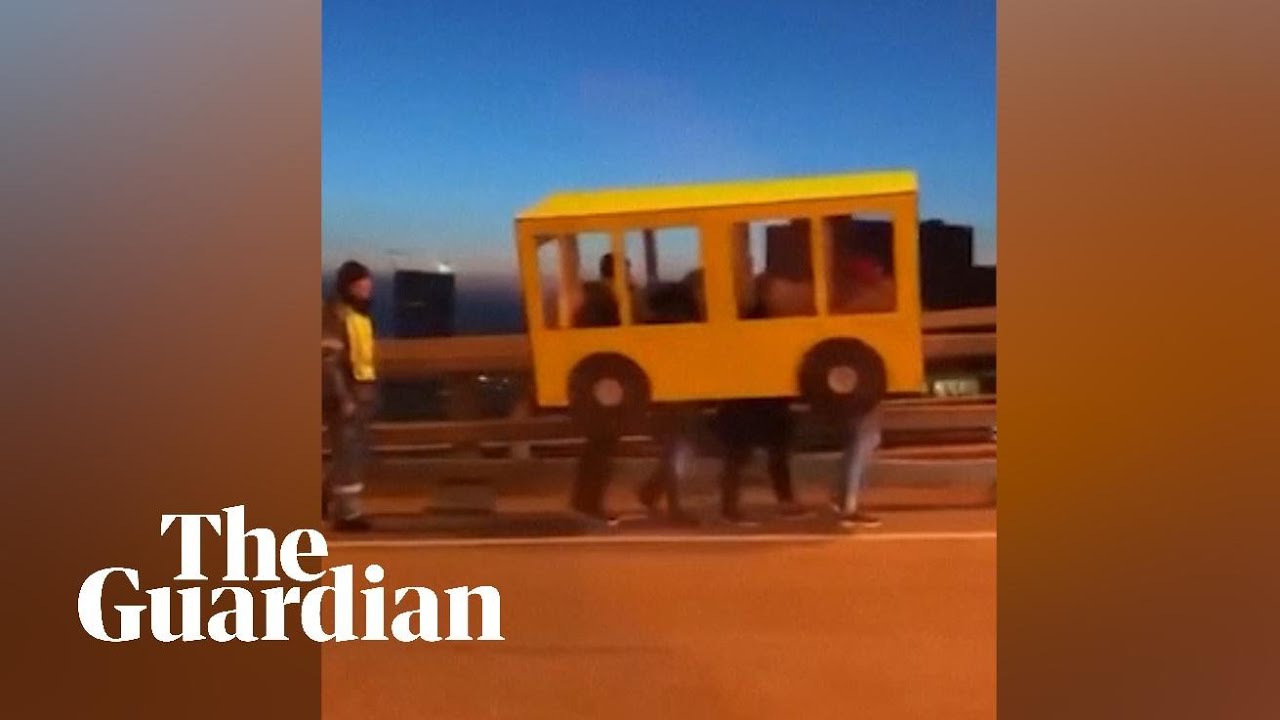 Eight-legged bus is caught trying to cross vehicle-only bridge in Russia