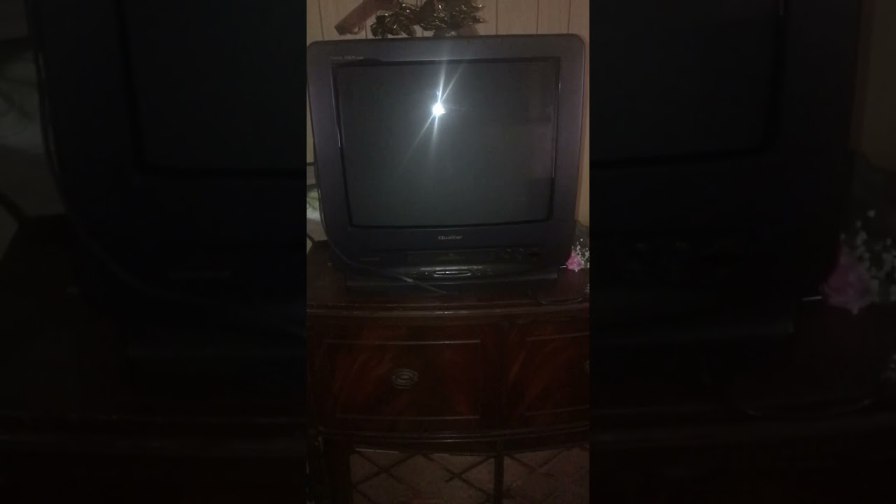 An NTSC type TV with VHS player for a vintage game.