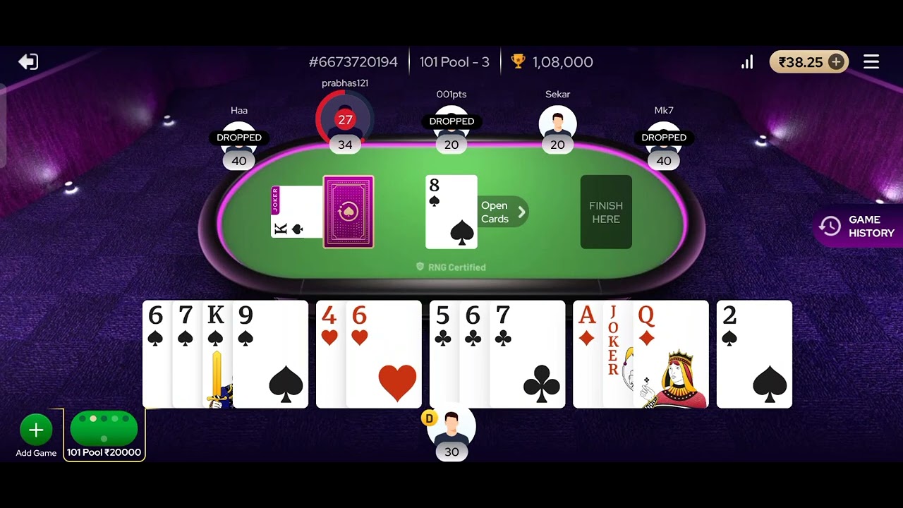 45000 Won Rs 20000 table 101 pool #rummy #gamezy #rummygames #rummytime