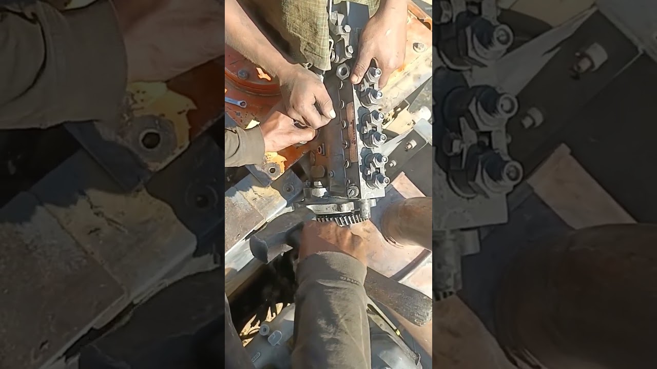 Hitachi 210-5 6BG1 engine fuel pump installation 