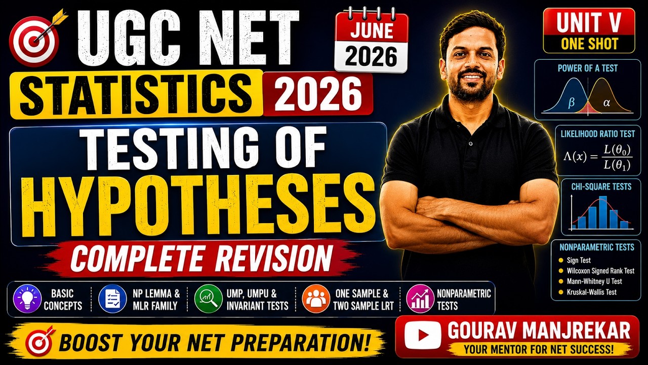 UGC NET Statistics 2026 | Testing of Hypotheses Complete Revision