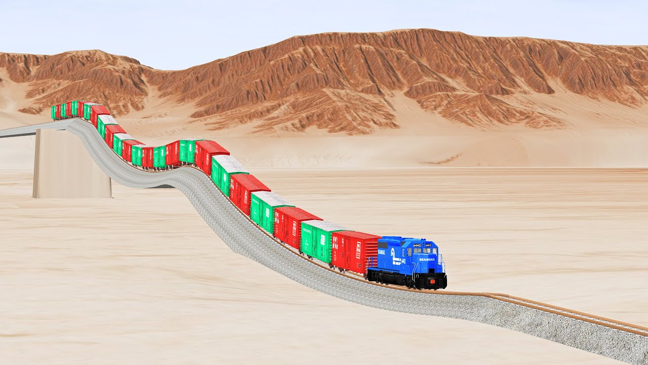 Trains vs Unique Rail Track - Beamng Drive