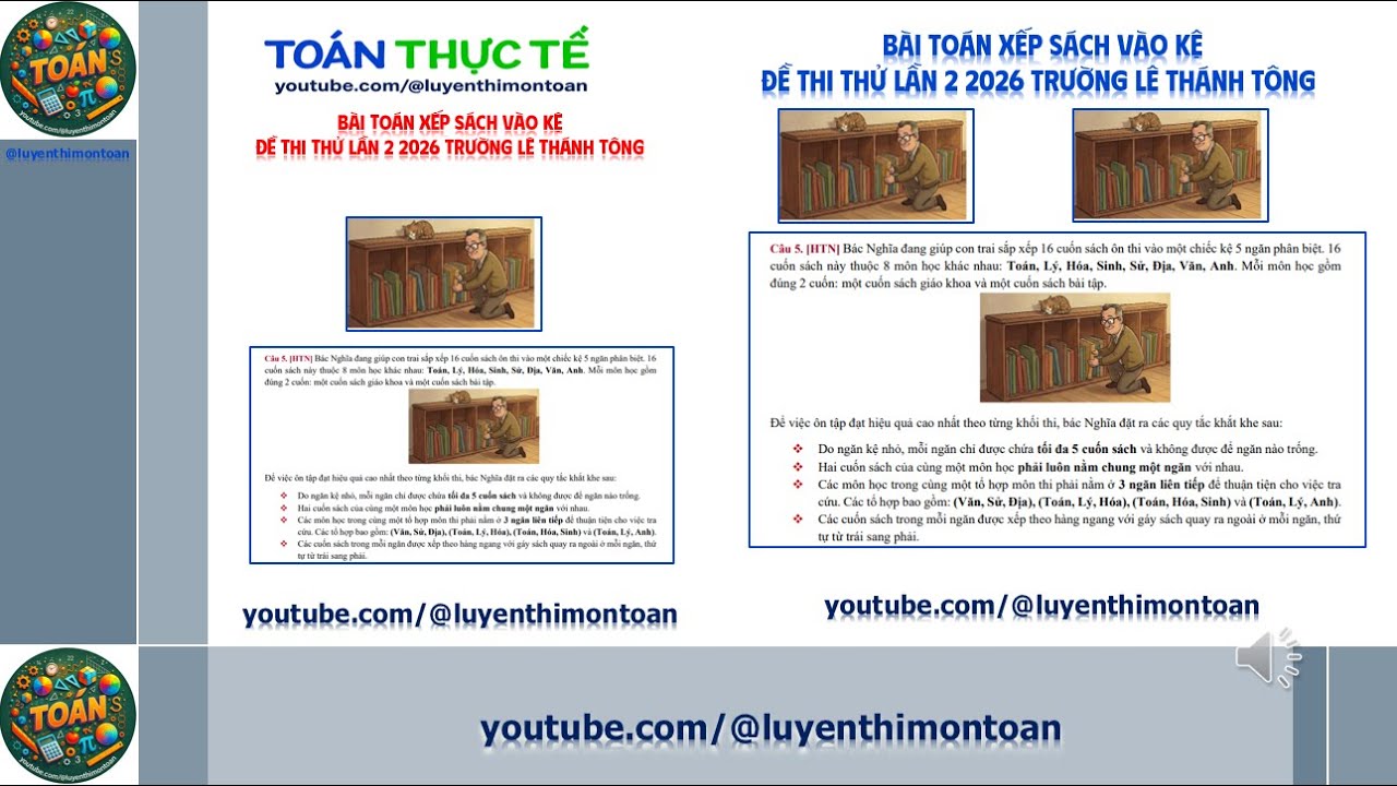 👉 🔥 Bài Toán Xếp Sách Vào Kệ | Câu 5 Phần 2 – Đề Thi Thử lần 2 2026 trường PTTH LÊ THÁNH TÔNG