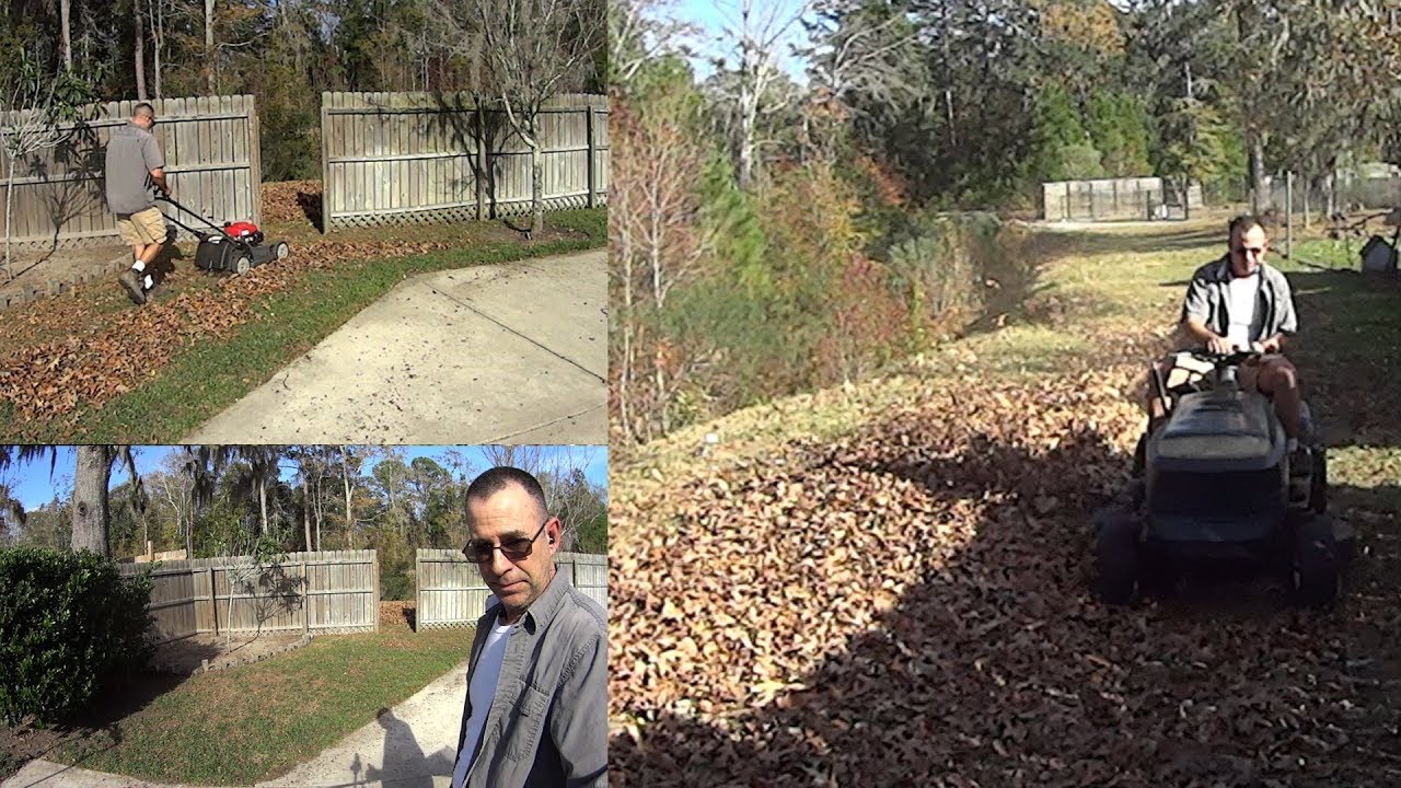 Fall / Winter Clean Up Mulching Leaves with Honda HRX217 and Craftsman Riding Lawn Mower