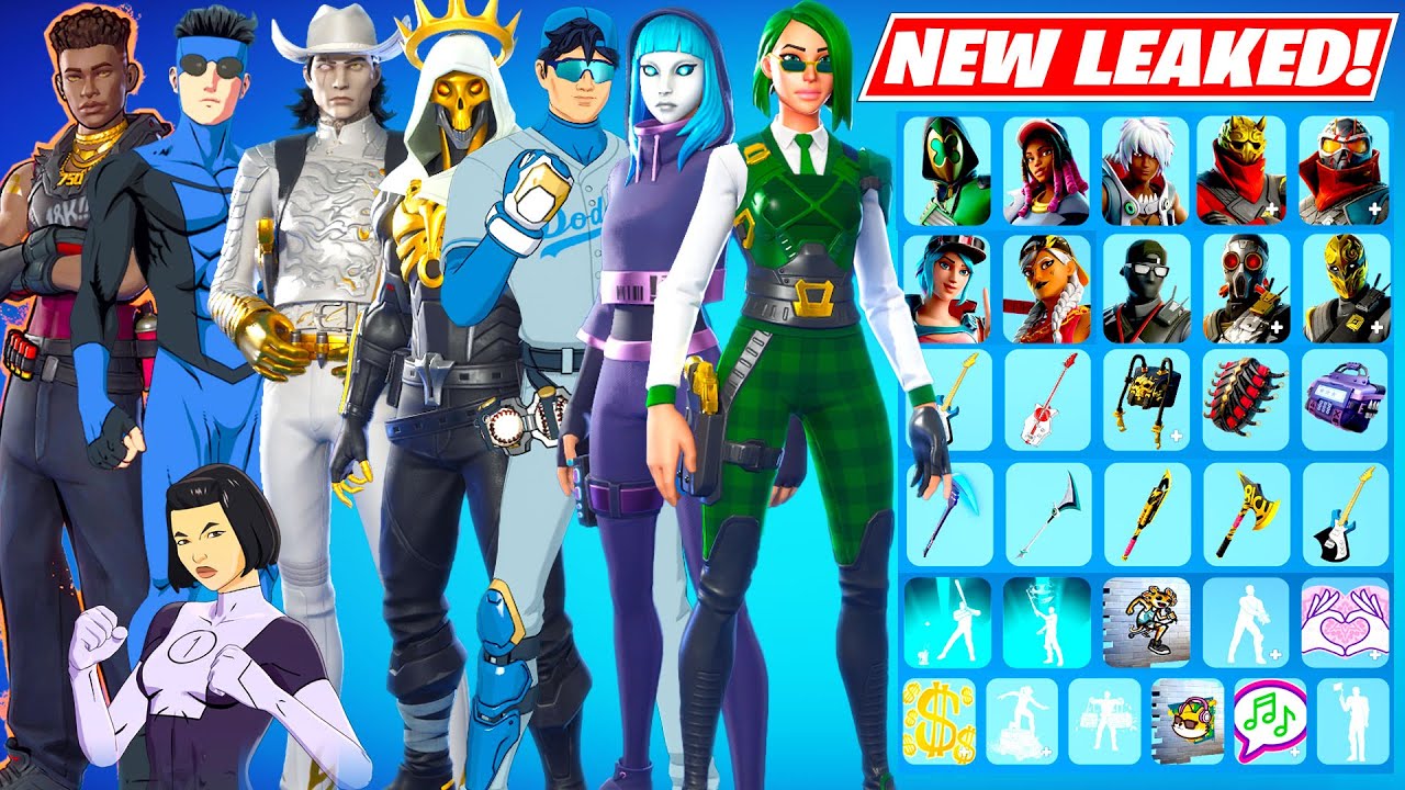 Fortnite ALL NEW LEAKED Skins & Cosmetics (FREE Invincible Skin, Midas Rewards, Icon Series, Collab)