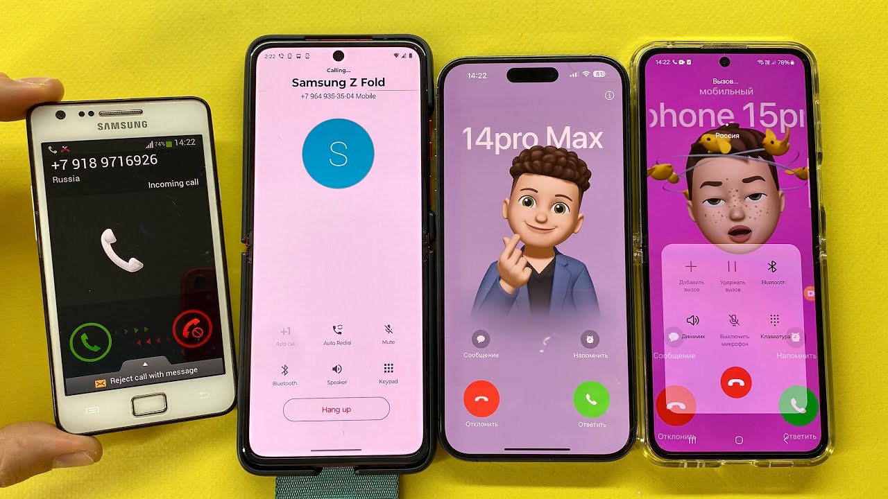 Incoming + Outgoing Call Samsung S2 plus vs Motorola 40ultra vs iPhone 14pro max vs Samsung Z Flip5