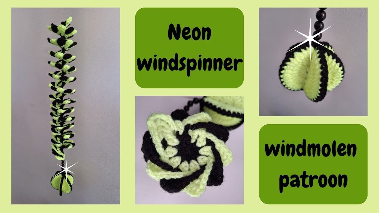 Haken ♥ Tweekleurige neon windspinner in windmolen patroon
