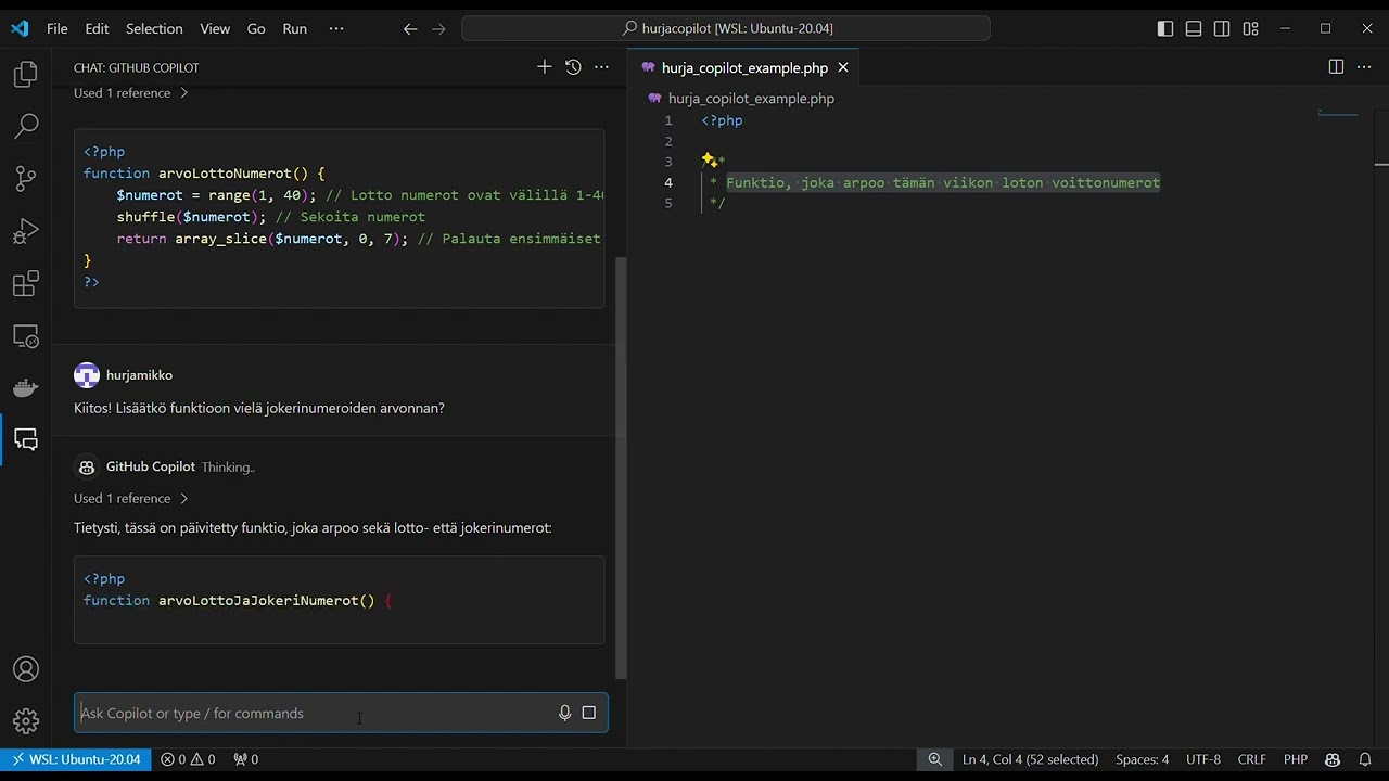 Hurja Solutions Oy GitHub Copilot lotto+jokeri