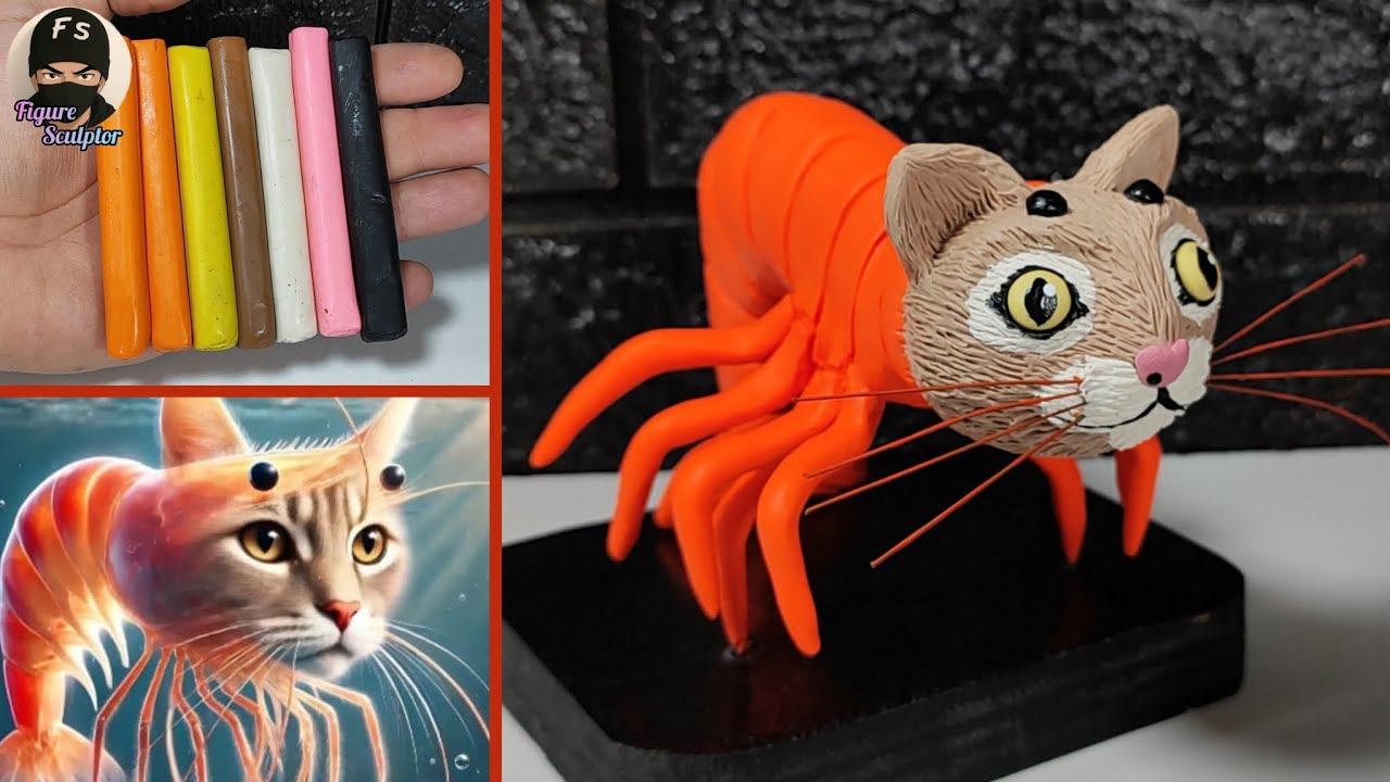 Как сделать Trippi Troppi 🦐🐱 из глины || Итальянская гниль 🤯🧠 || Скульптор фигурок