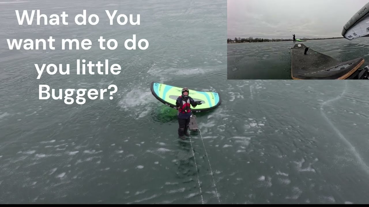 WIND PIMP - Sand Lake, MI 2-21-26  Drone Gopro mix WINGSKATE ICEBOARD. DJI NEO2 gets confused AGAIN