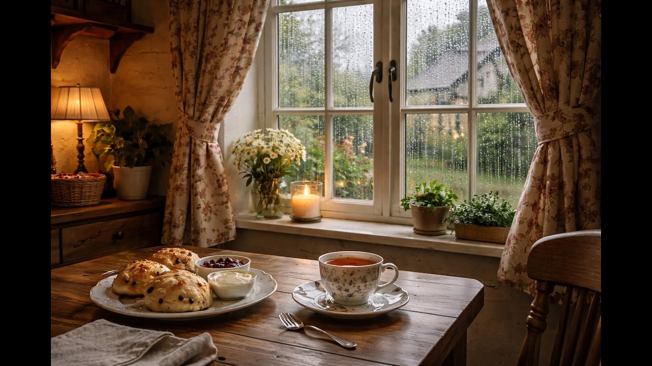 Cozy Rainy Cottage Ambience ☔ | Gentle Rain on Window for Deep Sleep, Relaxation & Stress Relief