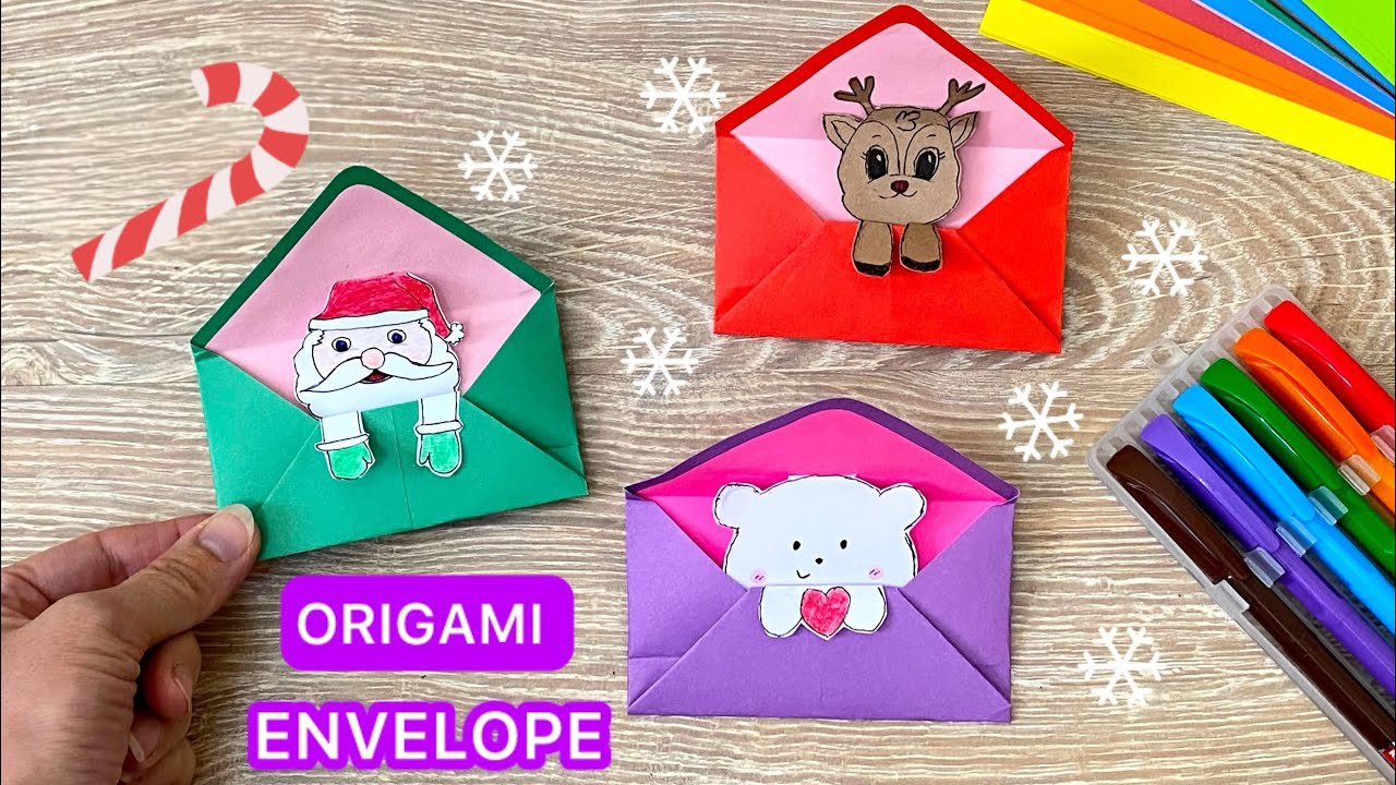 Origami Paper Envelope Santa & Reindeer | Paper Surprise Craft | Origami Paper Envelope