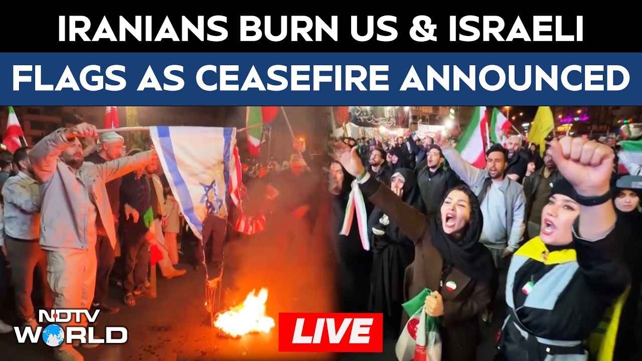 US Iran Ceasefire News LIVE | Iranians Celebrate Ceasefire | US, Israeli Flags Burned In Tehran