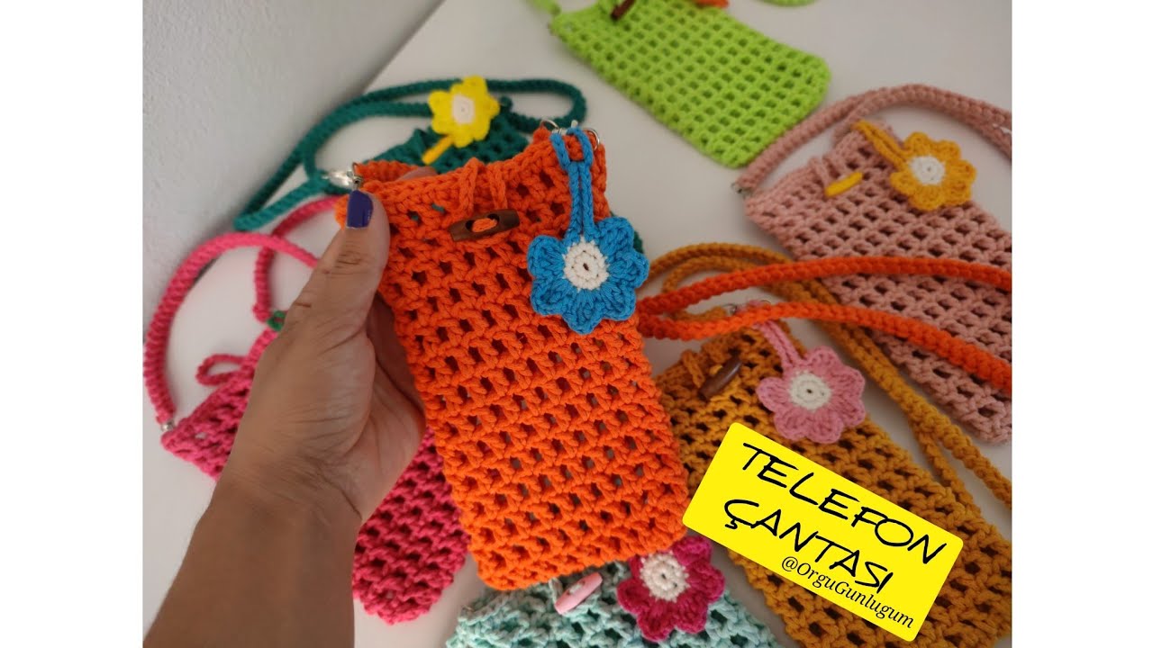Kolay Telefon Çantası Yapımı💜Makrome Telefon Çantası 💙Phone Bag🧡 Örgü Çanta 💚Tığ işi Çanta
