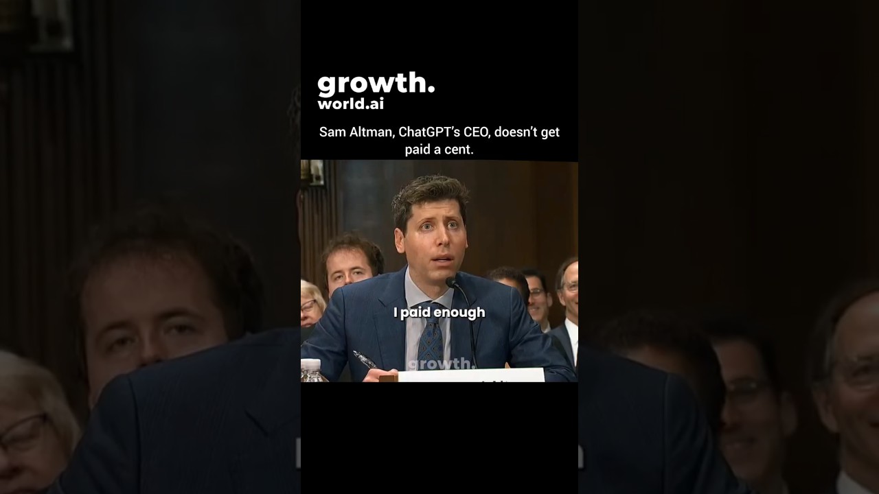 Sam Altman, ChatGPT's CEO, doesn't get paid a cent. #ai #chatgpt #openai #shorts #short #shortvideo