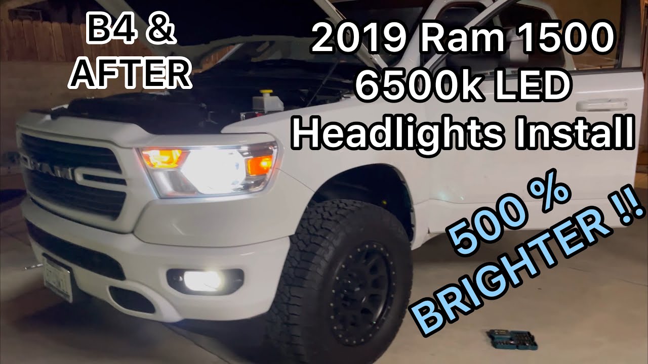 Установка светодиодных фар 6500K на Ram 1500 2019 года | Ближний/дальний свет и противотуманные ф...