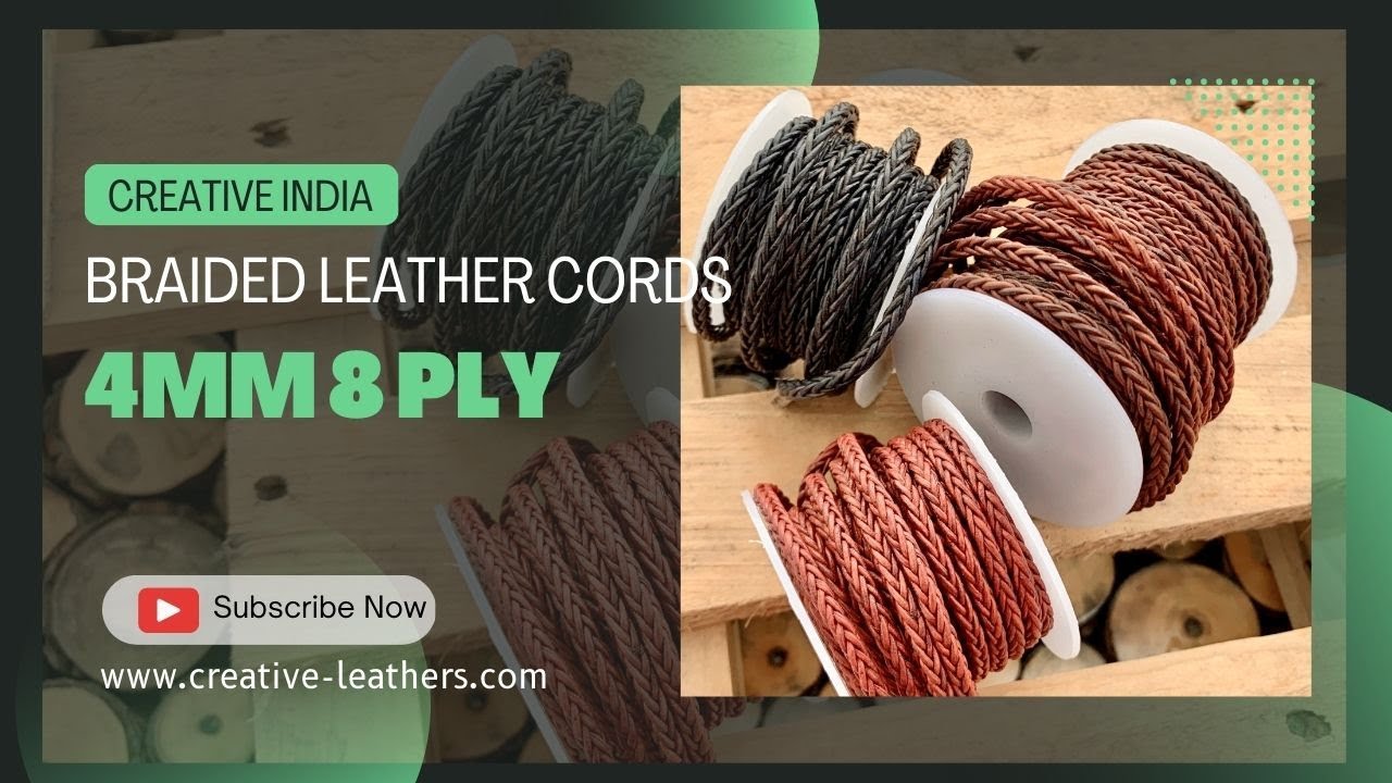 Jewelry Leather Cords, 4mm 8 Ply Braided Leather Cords from Creative India, Shape Square