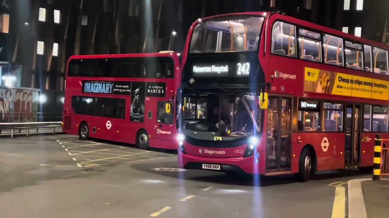 (First Day of Stagecoach) Journey on Route 242 Stagecoach London YX68UKH 11023 24/2/24