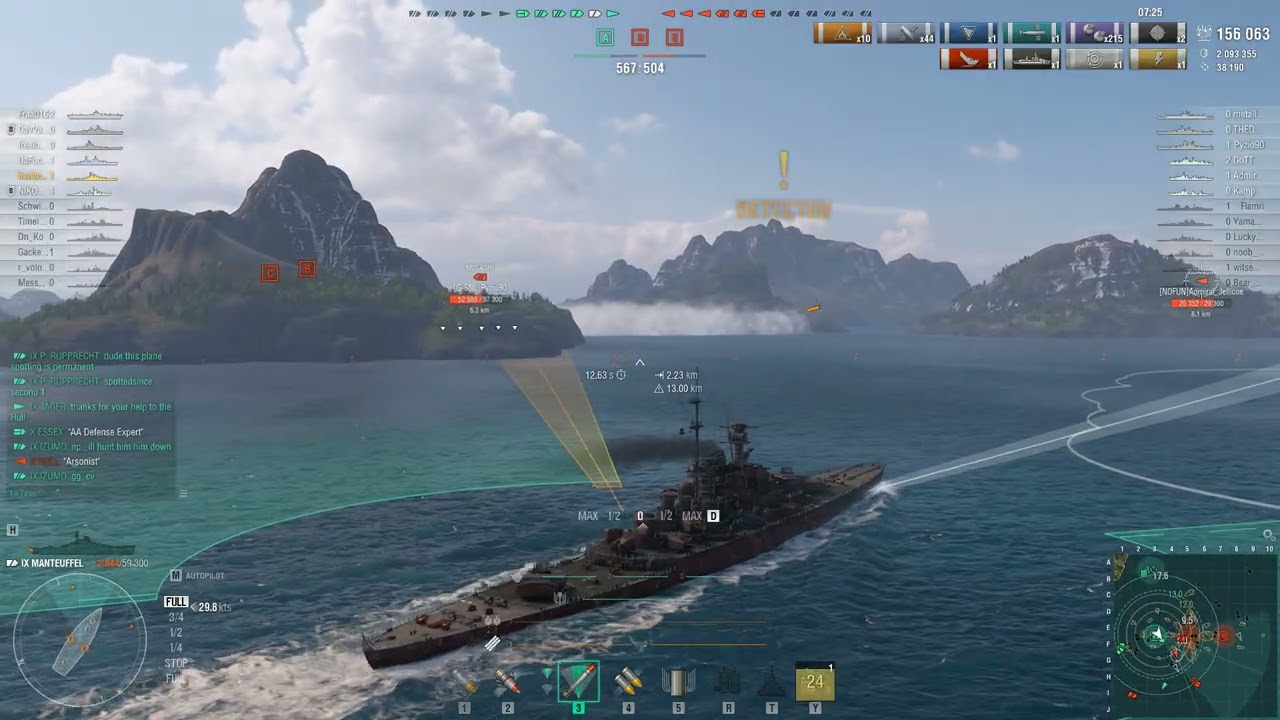 World of warships random battle gameplay with MANTEUFFEL