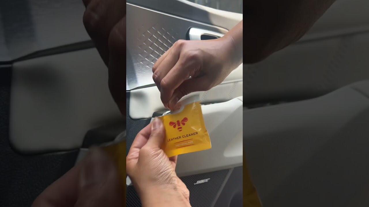 Cleaning Car Interior with Leather Honey's Individually Foil Wrapped Wipes That Don't Dry Out!