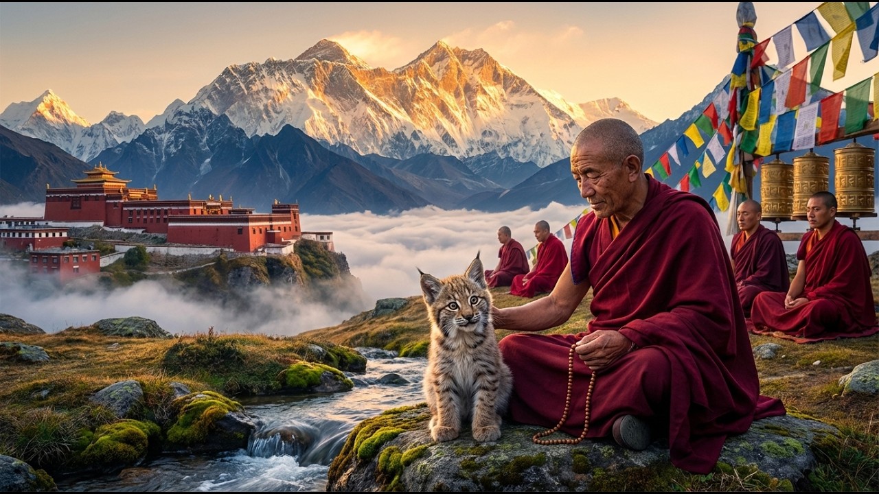 Ancient Tibetan Monks Chant at Everest Monastery — Deep Calm Mantra for Stress Relief