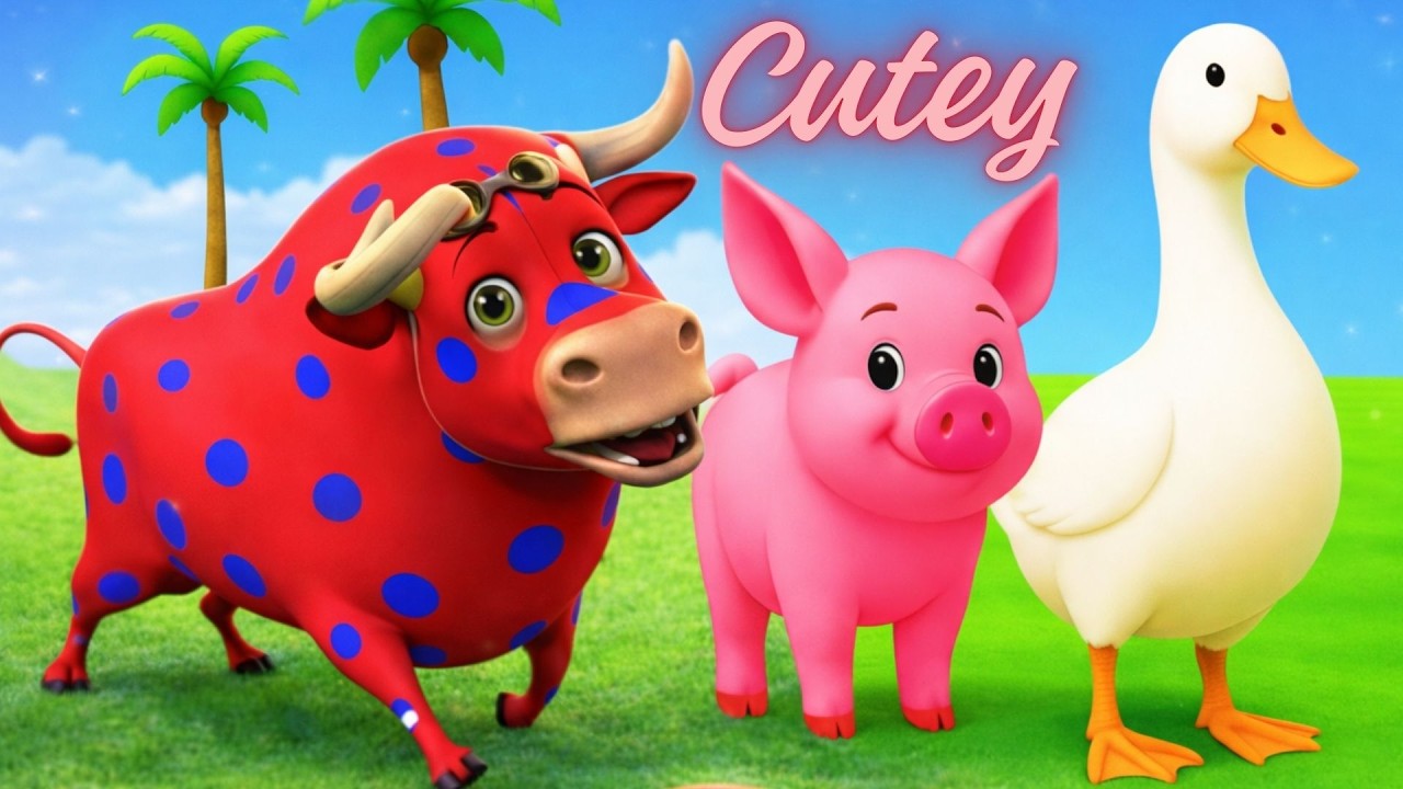 Animals Crossing Color Fountain | Lion, Elephant, Goat, Monkey, Duck | Cutey 3D Animation