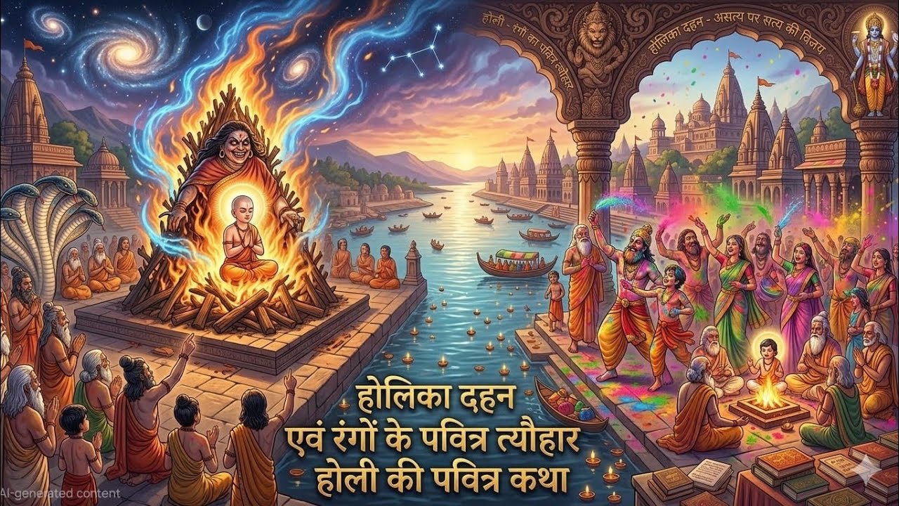 आईए सुनते हैं। होलिका दहन एवं रंगों के पवित्र त्यौहार होली की पवित्र कथा।