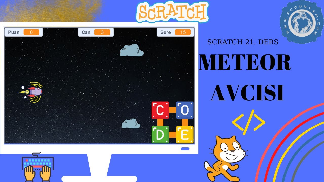 Scratch 21. Ders Meteor Avcısı Oyunu Yapımı #meteor #avcı #scratch #uzay #oyun