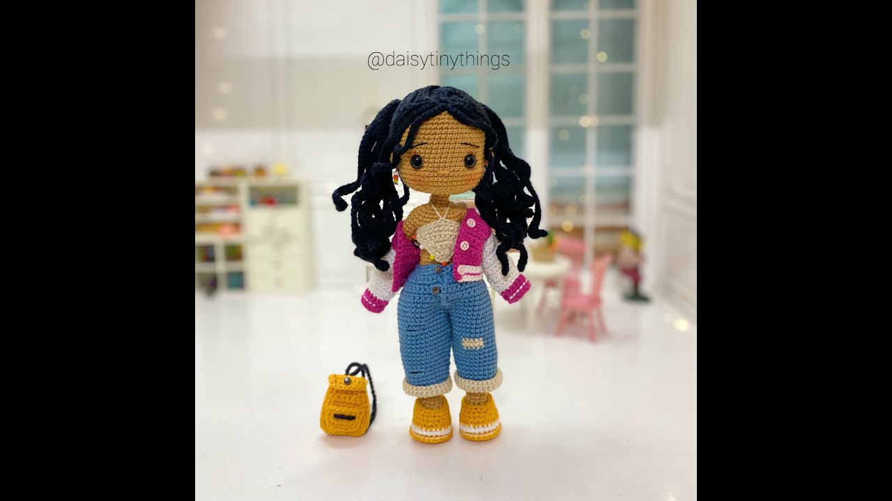 How to make crochet doll hair/ Daisytinythings doll