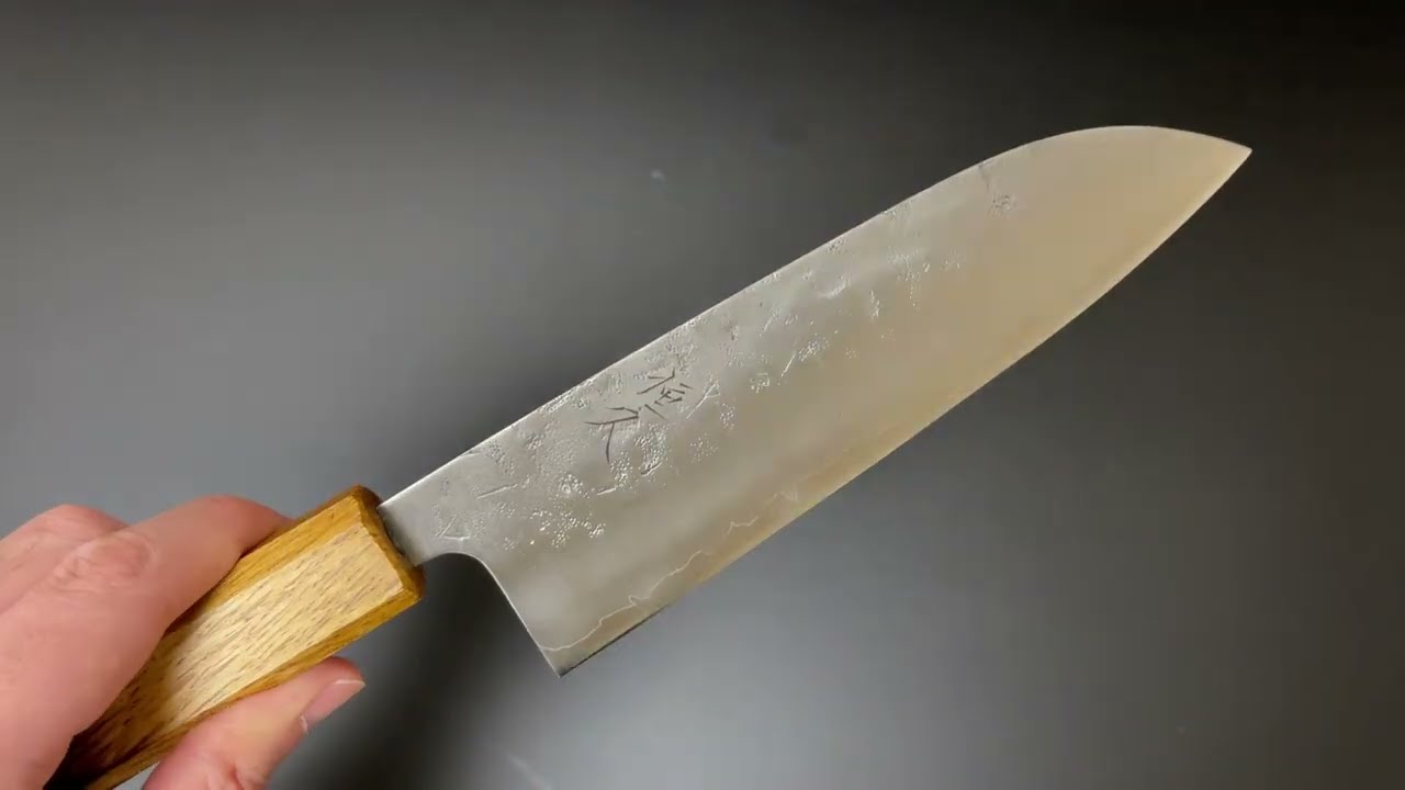 恒久 Tsunehisa 三徳包丁 SLD鋼 和紙地 焼樫八角柄