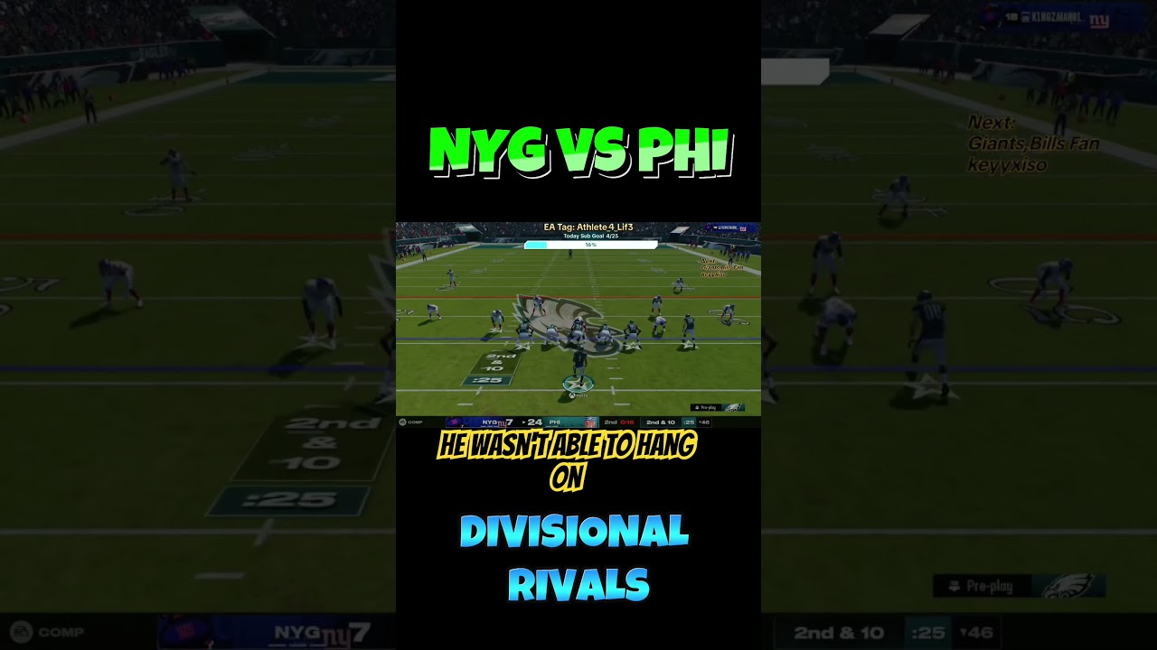 Divisional Game NYG vs PHI Eagles . #H2H #madden# competition #bestplays #maddenchallenge#nfl
