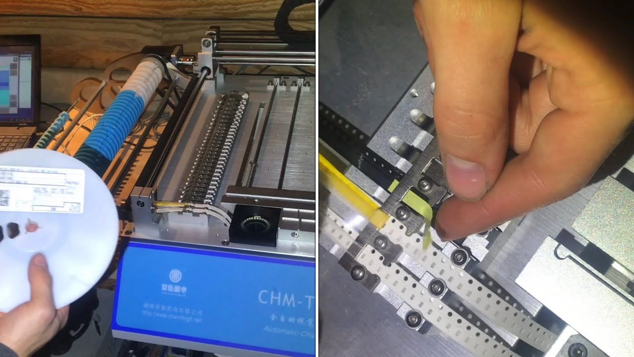 “loading” COMPONENTS REELS on a desktop “pick n place machine” (chmt36va)