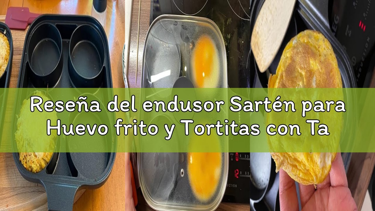 Reseña del endusor Sartén para Huevo frito y Tortitas con Tapa | Sarten de 27 cm con 4 hoyos y prote