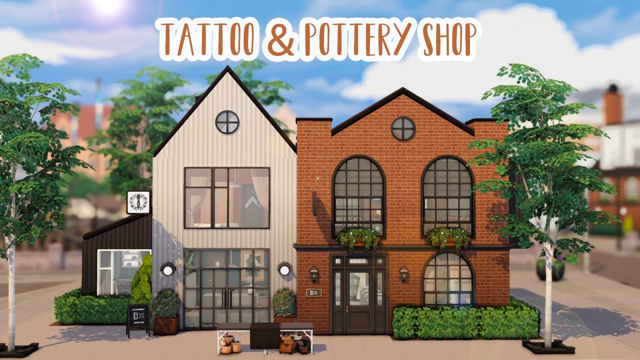 Tattoo & Pottery Shop w/Upstairs Apartment 💉...(Sims 4 Speed Build)