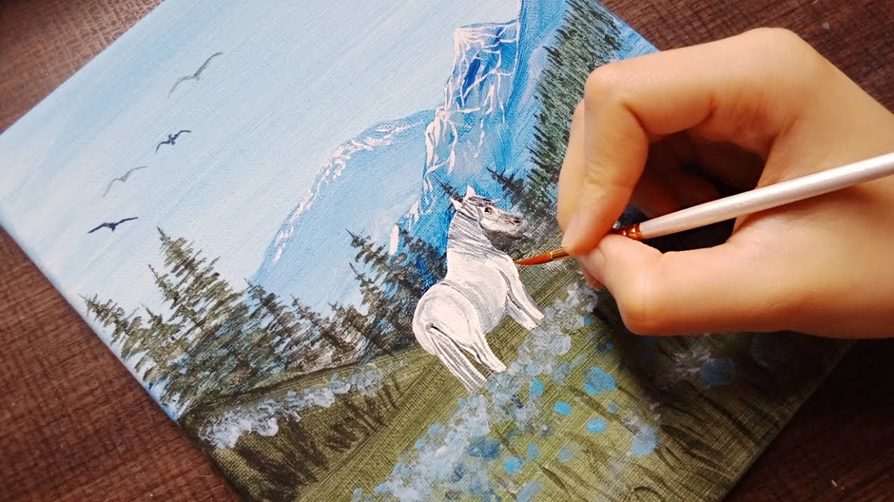 The Horse And The Bluebell Field / Acrylic Painting Techniques / Acrylic Painting