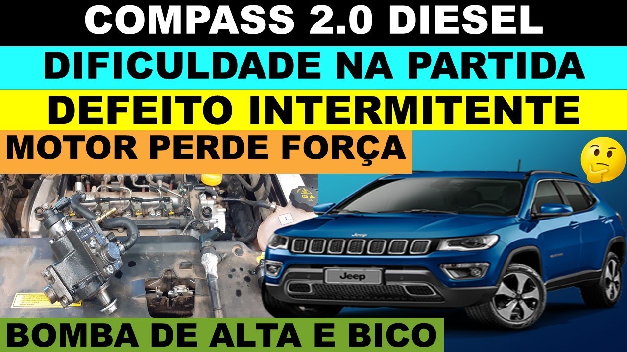 Jeep Compass diesel 2.0 multijet motor não liga, demora, defeito intermitente bomba alta bico Mprop